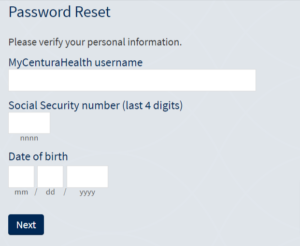 Centura Patient Portal Password