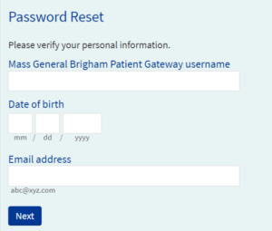 MGH Patient Portal Password