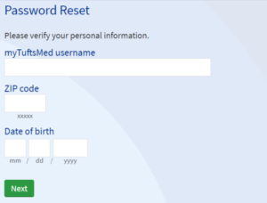 Tufts Patient Portal Password